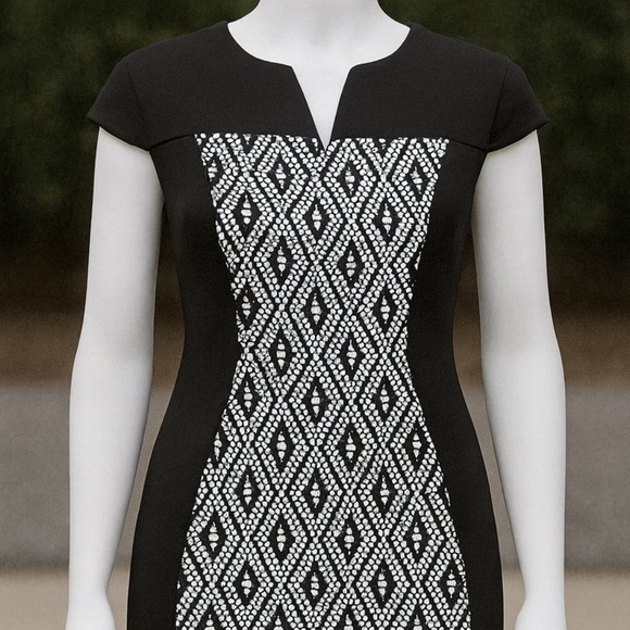 Black & White Diamond Print Sheath Dress - Picture 1 of 4